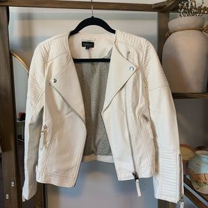 Topshop white leather jacket